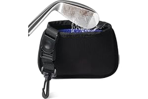 LZFAN Golf Club Cleaner Golf Ball Cleaning Bag & Golf Cub Brush Portable Golf Club Scrub Waterproof Clean Face Technology Liner, Perfectly Dry Neoprene Exterior, Detachable Clip, Golf Bag Accessories