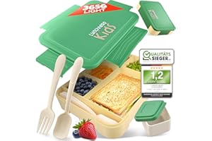 LUNCH HERO LUNCHHERO Bento Box Lunch Box Kids with Compartments - [Grade 1.2] - BPA Free Lunch Boxes for Kids - Kids Bento Lunch Box with Leak-Proof Sauce Box & Cutlery - Snack Box, Lunchbox for Boys & Girls