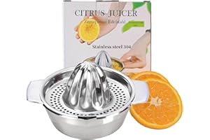 CYANCLD Zitronenpresse Edelstahl 304 mit Behälter 500ml, Orangenpresse Durchmesser 13cm, Saftpresse Manuell für Limetten, Apfelsinnen, Orange, Lemon Squeezer Spülmaschinengeeignet
