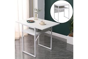 Homullel Drop Leaf Dining Table for Small Spaces, Folding Kitchen Table for Dining Room Dinette, Space Saving Extendable Butterfly Workstation Desk, Compact Foldable Gateleg Table (White)