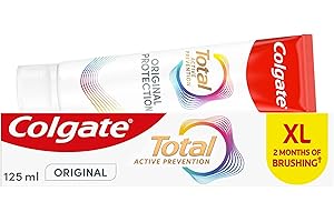 Colgate Total Active Prevention Original Toothpaste 125ml | Fights Root Causes* of Many Oral Health Problems³ | 24h Antibacterial¹ Protection | Clinically Proven | Patented² Technology