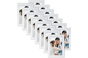 HORLIMER 15er Set Bilderrahmen 10x15 Weiß, MDF Fotorahmen Collage für 15x10 cm Fotos und Bilder, Elegante und Moderne Rahmen für Wand- und Tischaufstellung