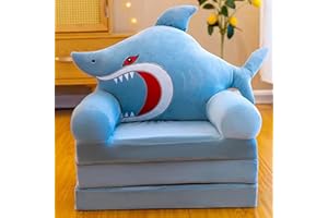 ALSWIG Three Layers of Folding Kids Sofa/Children Sofa/Lazy Sofa/Armchair Flip Open Plush Foldable Mini Sofa Softtoy Cute Cartoon Design Baby Seat Couch (Not Cover!with Liner Filler) (Baby Shark)