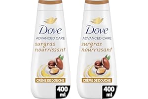 DOVE - Crème de douche Advanced Care Surgras Nourrissant - A l'huile d'argan - Testé dermatologiquement - Sensation de peau douce pendant 24h (lot de 2x 400ml)