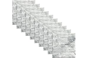PUUPAA 10 pannelli da parete 3D, 38 x 35 cm, adesivi da parete autoadesivi, per fai da te, impermeabili, in schiuma di polietilene, adatti per cucina, bagno, soggiorno (A)