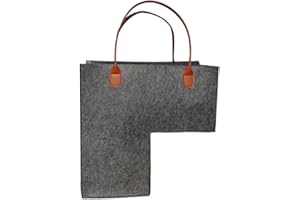 CYMWER Cesta de escalera con asas de cuero, organizador de almacenamiento de escalera grande plegable en forma de L, organizador de almacenamiento de escalera de fieltro con asas, cesta plegable para