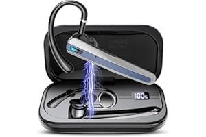 SKIUDCT Oreillette Bluetooth sans Fil V5.3, Bluetooth Oreillette CVC8.0 avec Double Micro antibruit ENC, 120H d'appel Ecouteurs Bluetooth sans Fil Bureau Conduite