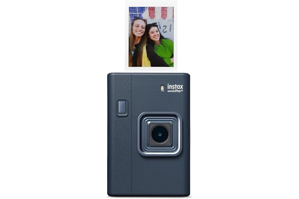 INSTAX Mini LiPlay+ Bleu Nuit Appareil Photo numérique instantané Hybride et imprimante Photo, écran LCD 6 x 4 cm, Fonction d'enregistrement Audio, objectifs Principal et Grand Angle pour Selfies