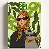 Sayılarla Boyama Tuval Hobi Seti, KOMİK KEDİ Temalı Fır&ccedil;a ve Boya Dahil Set (&Ccedil;ıtalı) 40x50 CM, Kendin Yap Sayılarla Tuval Boy