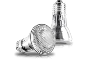 Lamptobe E27 Heat Bulb for Reptiles, 60W Tortoise Heat Lamp Bulb, Dimmable 2700K Warm White Light Reptile Basking Bulb for Puppies,Chicken,Bearded Dragon,Terrariums,Snake,Lizard,Chameleon,2Pack