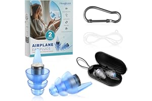 Hearprotek Tappi Orecchie Aereo, 2 Paia 24db Tappi Riutilizzabili Regola la Pressione, Antirumore Accessori Viaggio per Adolescenti, Adulti con Orecchio Piccolo(Taglia S&M)