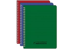 CONQUERANT Conquérant Lot de 3 Cahier Classique 17x22cm Petits Carreaux 100 Pages, Couleurs Assortis