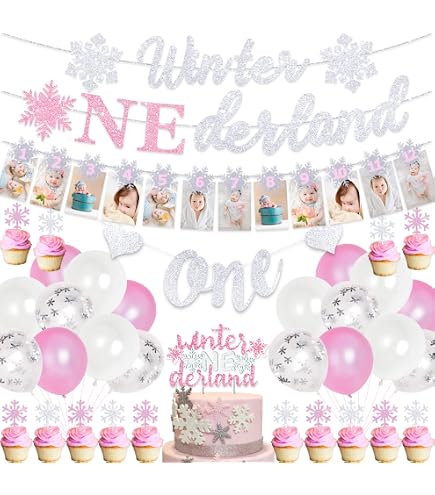 16 Stück Winter-Onederland Goodie-Tüten – Süße Geschenktüten Für Den 1. Geburtstag Mit Pink & Silber & Schneeflocken-Design