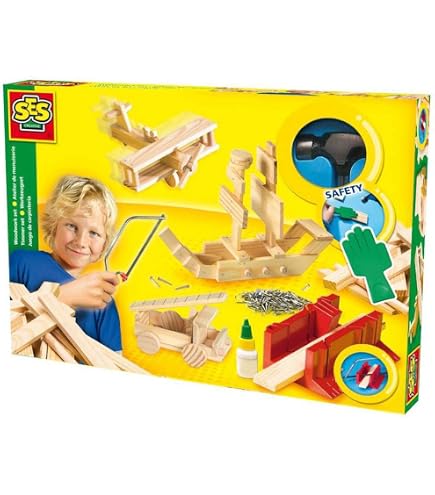 Kit Menuiserie Dinosaure SES Creative - À Assembler Avec Marteau Et Clous - Pour Enfants Dès 6 Ans - Modèles T-Rex, Stégosaure, Ptéranodon