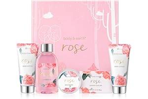 BODY & EARTH Confezione Regalo per Donne, 5 Pezzi, Rosa, gel Doccia, Burro per il Corpo, Crema per Le mani, Lozione per il Corpo, Regalo di Compleanno, Regalo per Donne, Fidanzata, Regalo Natale Donna