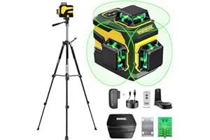 IKOVWUK Niveau Laser mit répied，3x360°Laser Chantier Autonivelant vert 3D,rotatif avec 59.9inch trepied Réglable, 5200mAh Batterie Rechargeable