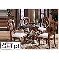 Shilpi Shessham Wood Dining Table with 4 Chair Set Without Glass Top (Design 6) - Brown