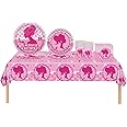 69Pcs Hot Pink Girls Bar-bie Party Tableware Plastic Bar-bie Table Cloth,Paper Plates,Napkins and Cups Dinnerware Set for Girls Kids Baby Shower Bar-bie Theme Birthday Party Decorations