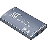 ZasLuke Game Capture Card, 4K 60FPS Durchgang HDMI Capture Card mit HDMI-Loop-Out, 4K 30FPS USB 3.0 Capture Card Live-Streami