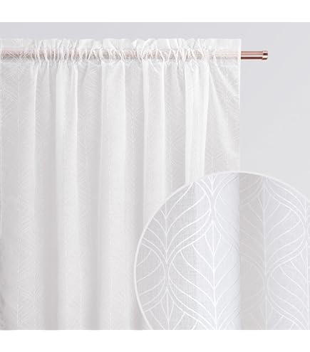 L.Z.E Gordijnen, wit-grijs, voor woonkamer, gordijnen met plooiband voor railsysteem, transparant, railgordijn, gordijn voor slaapkamer, set van 2, linnenlook, sjaals, modern, 245 cm lang L.Z.E Gordijnen, wit-grijs, voor woonkamer, gordijnen met plooiband voor railsysteem, transparant, railgordijn, gordijn voor slaapkamer, set van 2, linnenlook, sjaals, modern, 245 cm lang