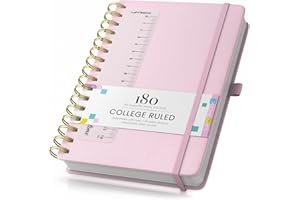 ‎UMRIOX Umriox Notizbuch A5,Hardcover Spiral Notizbucher Journal 180 Seiten zum Schreiben,100gsm Dickes Papier, Leder-Notizblock für Frauen Männer Arbeit Büro Schule, 14.5 x 21cm - Rosa