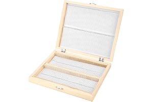 SHARAINN Microscope Slide Box, Glass Slide Wooden Storage Box with Lock Storage for Lab Glass Prepared Microscope Slides Storing Tool 22.8 * 18.8 * 3.5cm