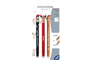 ‎EBERHARD FABER EBERHARD FABER 582120 - Tintenroller radierbar, 3 Animal Erase it Wintermotive, Gelschreiber blau 0,7 mm