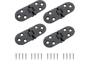 Roellgs 4 Pieces Folding Flap Hinges, Folding Table Butler Tray Flap Hinges, Stainless Steel with Screws for Cabinet Furniture (Black)