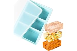 EASYLAVIE Bac a Glacon Soupe Plateau de Congelation pour Soupe,Bouillon - 660ml,3 Compartiment Congelation Potage Soupe Frigo Congelateur avec couvercle (bleu)