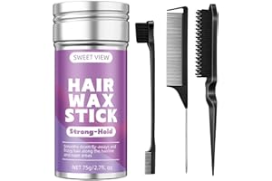 SWEET VIEW Hair Wax Stick & Slick Back Hair Brush for Tame Flyaways, Frizz, Sleek Ponytail, Buns | Pomade/Balm/Gel Stick for Woman, Styling Accessories for Girls, Kids