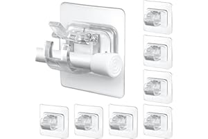 IDUDU 8 Stück Gardinenstangenhalterungen ohne Bohren, Selbstklebende Gardinenstangen Halterung Verstellbare für Gardinenstangen bis Ø 22 mm, Transparente Gardinenstangenhalter für Haus Küche Badezimmer