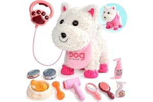 TONZE Chien Interactif Jouet Enfant Fille Garçon Jouet Enfant Cadeau 2 3 Ans Fille Réaliste Chien Peluche Qui Marche et Aboie Robot Réaliste