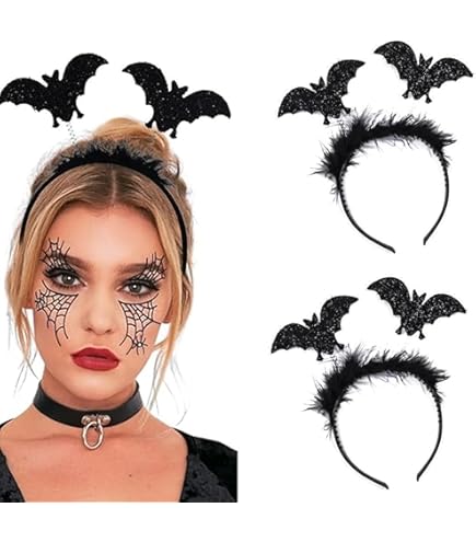 EUYKQNOI 2 Bandeau Cornes De Diable, Oreilles De Diable Rouges, Demon Bandeaux Anges Auréole, Serre-Tête Pour Déguisement Cosplay Accessoires Costume