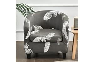 Highdi Funda de Sillón Elástica Universal Chesterfield, Funda de Sofá 2 Piezas con Funda de Cojín, Estampada Moderno Fundas Protector de Butaca para Dormitorio, Recepción, Club (Plumas Grises)