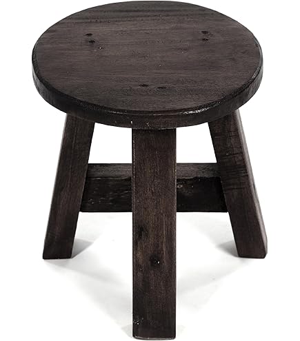 Rustieke Vintage VOETENBANK Palo | 27,5x26x26 cm (HxBxD), mahoniehouten gerecycled hout | houten krukje, krukje, bijzetkrukje, plantenkrukje | kleur: 06 wit-landhuis