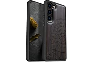 Carveit Funda con Compatible Samsung S23 Accesorios Carcasa [Única Carcasa estético] Absorción de Impacto para Galaxy S23 Carcasa estético (Madera Oscura-La brújula de Las Grandes Olas)