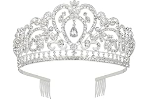 Makone Tiara Corona de Cristal con Diamantes de imitación Peine para Corona Nupcial Proms de Boda desfiles Princesas Fiesta de cumpleaños