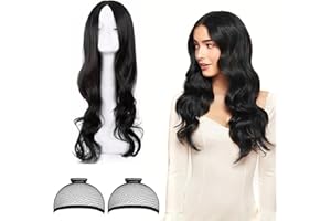 CUINIUNAID Perücke Schwarz Lang Perrücke Frauen Schwarze Perücke Damen Lang Perücken mit Haarnetz Black Wig Cosplay Perücke für Tägliche Karneval und Partys