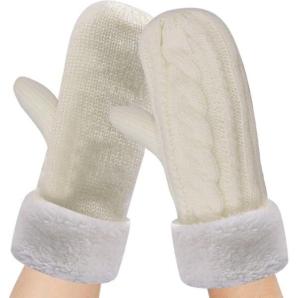 Guanti invernali da donna, super spessi e caldi, guanti da donna, con orsi carini, guanti e muffole, regalo di compleanno perfetto per donne, ragazze, amanti della mamma, bianco, Taglia Unica