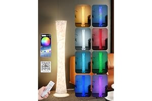 ‎ANTEN Anten Lusa| LED RGB Stehlampe Wohnzimmer Vintage| 15W Stehleuchte Dimmbar Weiß 1, 56m | Lichtsäule Rund | Neue Papier Farbwechsel mit Fernbedienung| Standleuchte| Floor Lamp, 156cm(rund)
