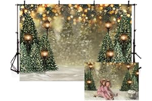 MEHOFOND 8x6ft Winter Christmas Tree Snowflake Green Newborn Photography Background Snow Scene Glitter Bokeh Portrait Backdrops Xmas Birthday Baby Shower Party Photo Banner Props