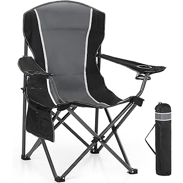 Fauteuil Pliant De Camping / Plage – Large, Confortable – Gris – Neuf