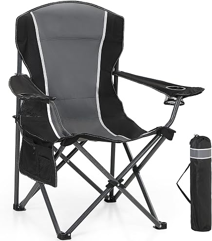 TIMBER RIDGE Chaise De Camping Pliable 180 Kg – Fauteuil De Réalisateur Avec Table Latérale Et Poche, Compact Et Léger