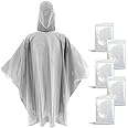 Veximind 5 Pack-Disposable Rain Ponchos for Adults, Waterproof Rain Coats for Men and Women(Color: Clear)