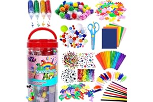 FUNZBO Bastelset Kinder ab 3 4 5 6 7 Jahre Bunte Bastelbedarf zum basteln bastelsets für kinder mit Buntem Papier, Moosgummi, Pfeifenreiniger, Wackelaugen Bastelbedarf Weihnachten Geschenk für Kleinkinder