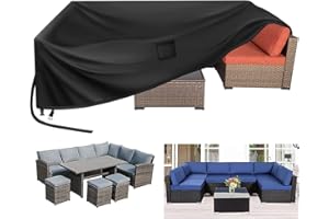 Kovshuiwe 250 x 210 x 90 cm Pokrowce na meble ogrodowe, wodoodporny pokrowiec na stół tarasowy, tkanina Oxford 420D, wiatroszczelna, anty-UV, na patio, na zewnątrz