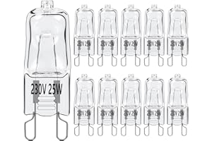 Vanke G9 Halogen Light Bulb 25W, Dimmable Capsule Bulbs Warm White 2800K, Energy Saver No Flicker Bulb, 500 Lumen, 10-Pack