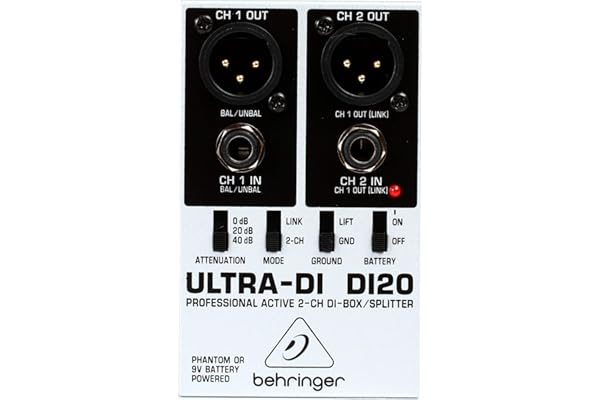 Behringer DI20 Divisor/Caja DI De 2 Canales, Activa, Profesional