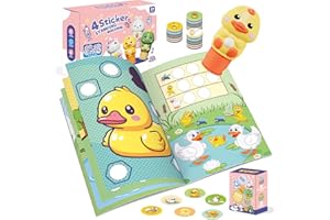 Plunack Gommettes Enfant Estampeuse à Autocollants et Bloc d'Activités de 24 Pages,300 Autocollants,Activité Manuelle Enfants Cadeau Créatif pour Garçons et Filles de 3 à 7 Ans - Canard