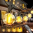 Outdoor String Lights Mains Powered - G40 Garden Festoon Lights 100FT/30M Dimmable with Remote Control Shatterproof LED Bulbs 3 Modes & 2 Timer Settings Waterproof for Outdoor Patio Gazebo Pergola